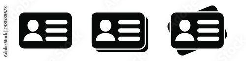 ID Card icon collection. Employee clerk card, driver license, Identification card, staff identification card symbol. Design for website and mobile app.