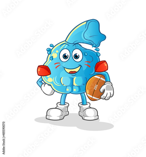 fever compress playing rugby character. cartoon mascot vector
