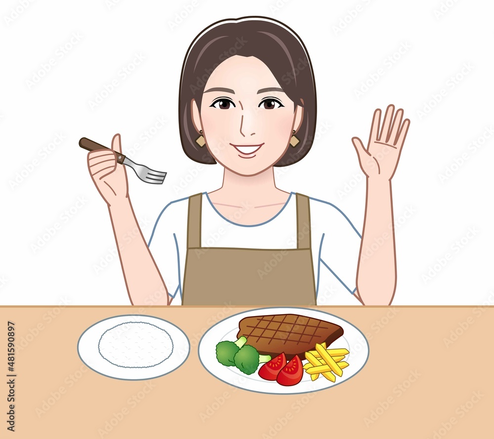 食事中の主婦
