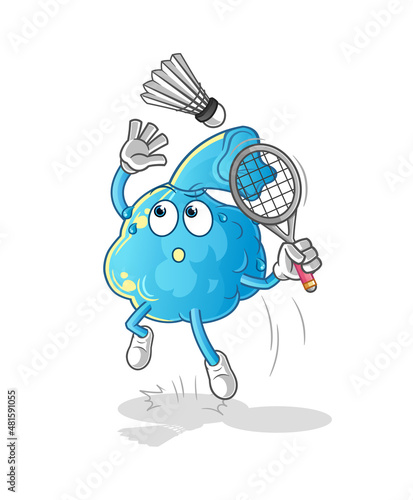 fever compress smash at badminton cartoon. cartoon mascot vector