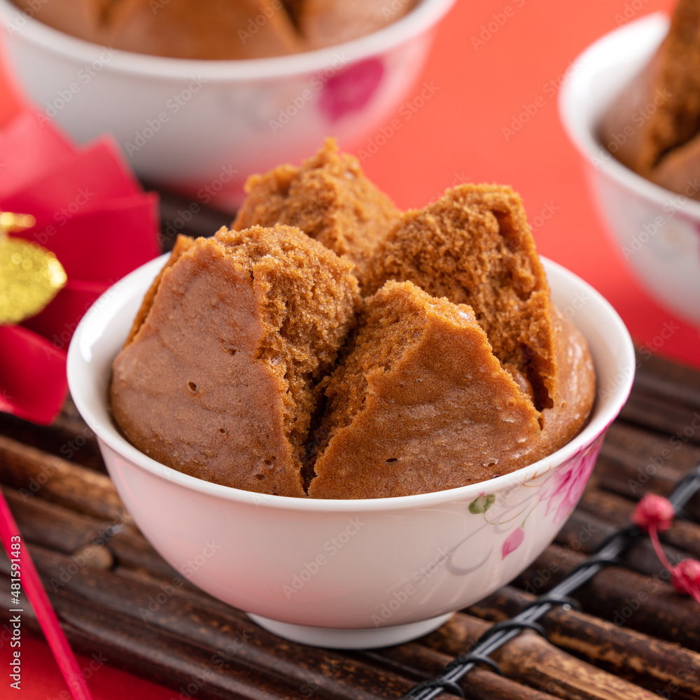 Delicious Chinese steamed sponge cake named Fa Gao for lunar new year festival traditional food. Delicious Chinese steamed sponge cake named Fa Gao for lunar new year festival traditional food.