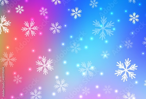 Light Multicolor vector texture with colored snowflakes, stars.