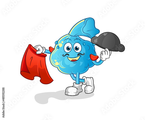 fever compress matador with red cloth illustration. character vector