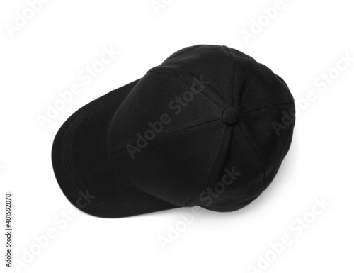 Baseball cap on white background, top view. Mock up for design