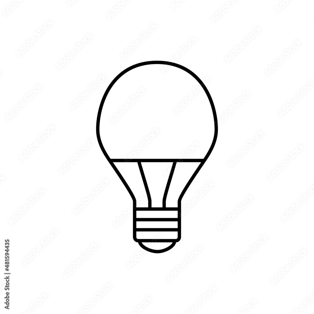 LED Lamp icon in black line style icon, style isolated on white background LED Lamp icon in black line style icon, style isolated on white background