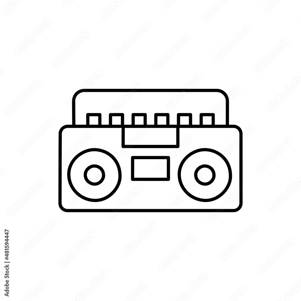 Boombox Icon in black line style icon, style isolated on white background Boombox Icon in black line style icon, style isolated on white background