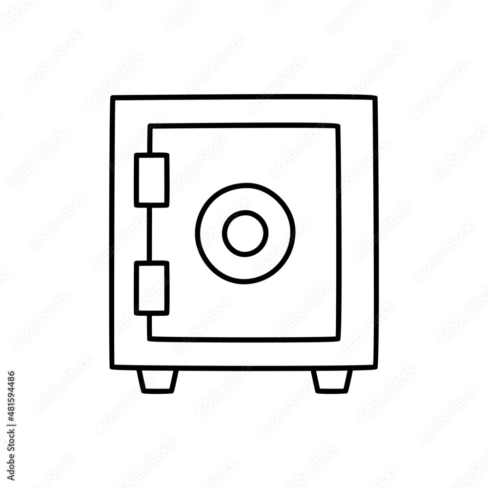 Safe deposit box Icon in black line style icon, style isolated on white background Safe deposit box Icon in black line style icon, style isolated on white background