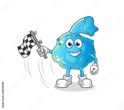 fever compress hold finish flag. cartoon mascot vector