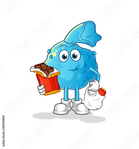 fever compress eat chocolate mascot. cartoon vector