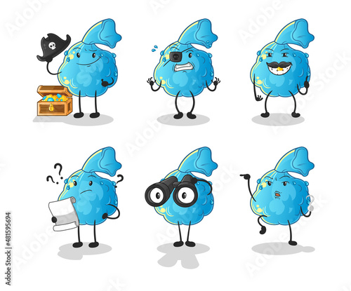 fever compress Pirate group character. cartoon mascot vector