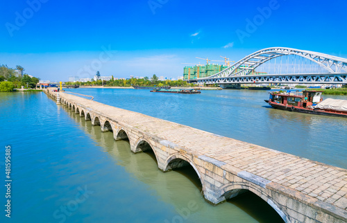 City environment of Precious Belt Bridge and Xianggang Bridge in Suzhou  Jiangsu province