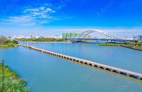 City environment of Precious Belt Bridge and Xianggang Bridge in Suzhou, Jiangsu province