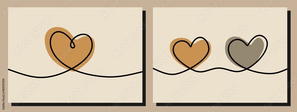 Heart love symbol oneline continuous line art set Stock Vector | Adobe ...