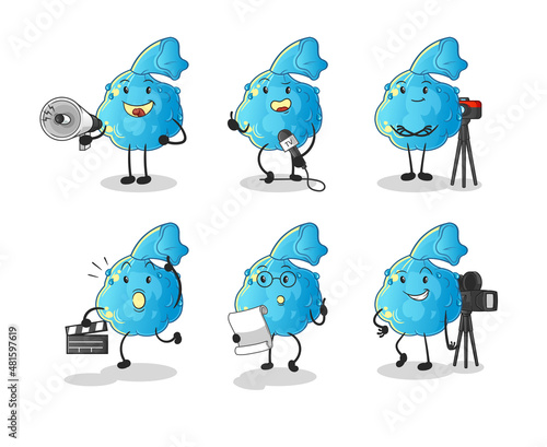 fever compress entertainment group character. cartoon mascot vector