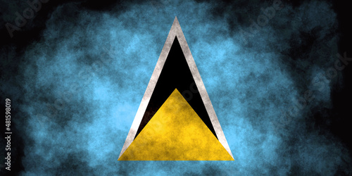 Closeup of grunge St Lucia flag 