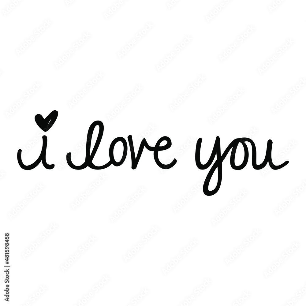 Hand drawn vintage Vector text I LOVE YOU on white background. Calligraphy lettering illustration.