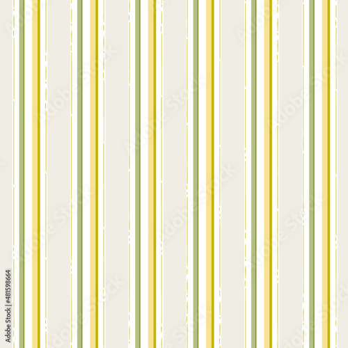 Yellow and green vertical stripes vector seamless pattern. Lines abstract background. Geometrical surface design. 