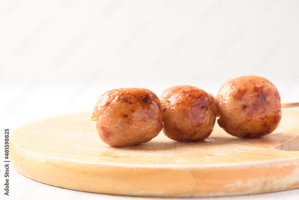 Thai sausage or Isaan sausage Local street food has a sour taste from fermented minced pork with rice and grilled over charcoal.