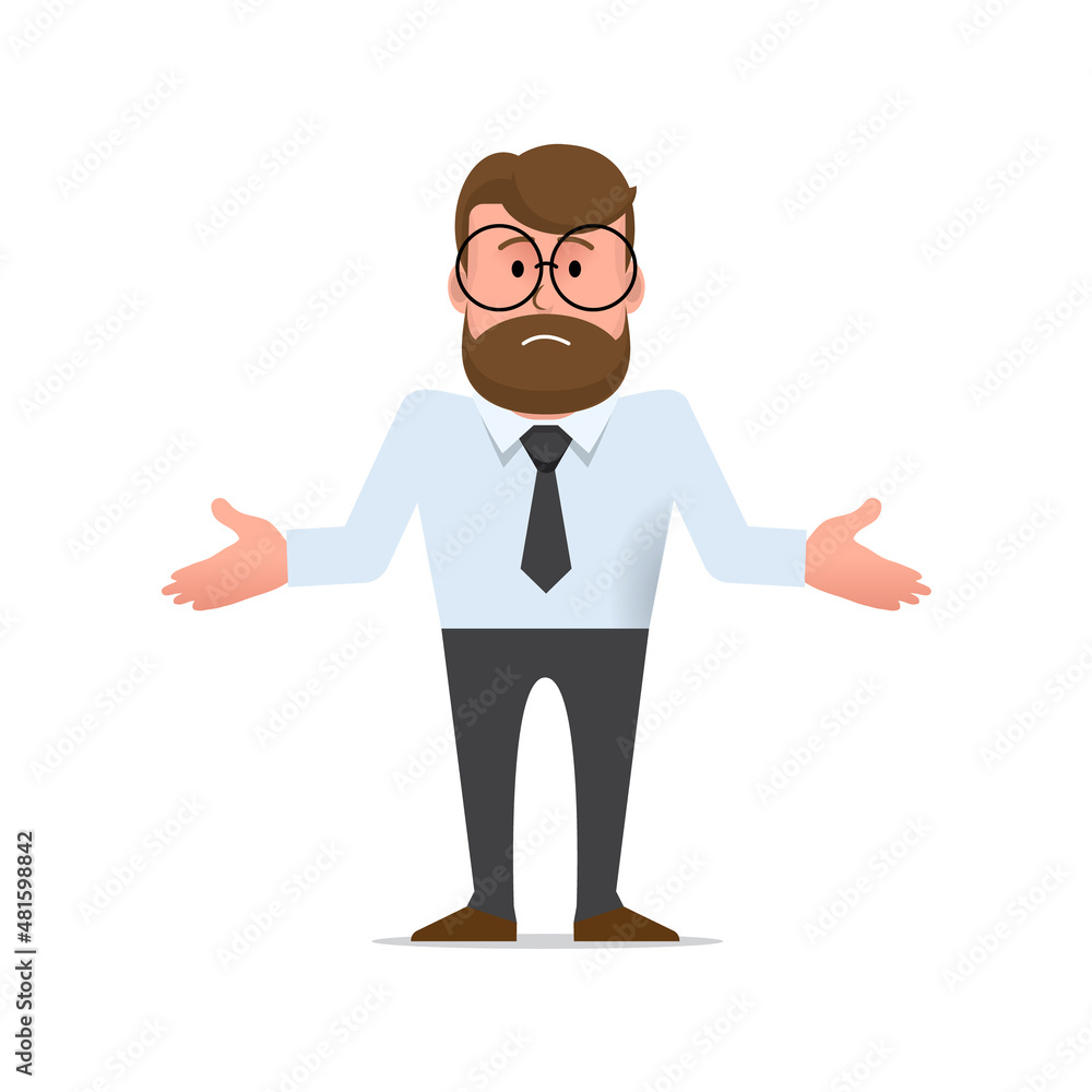 Man shrugs and spreads his hands in confusion. Man shrugs and spreads his hands in confusion.