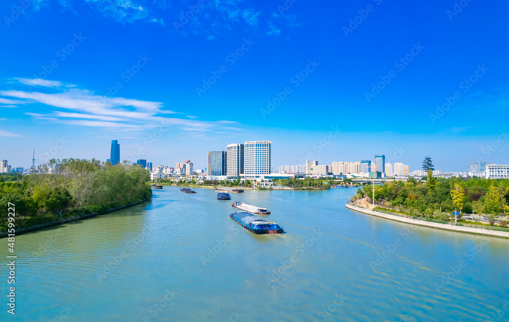 Obraz premium Aerial photography of scenery in Suzhou section of Beijing Hangzhou canal