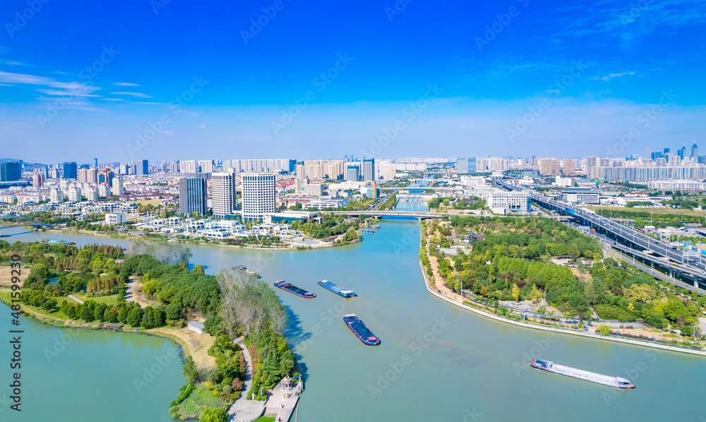 Aerial photography of scenery in Suzhou section of Beijing Hangzhou canal