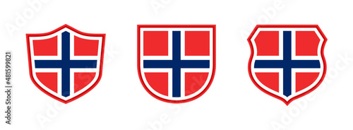 shields icon set with norway flag isolated on white background. vector illustration	

