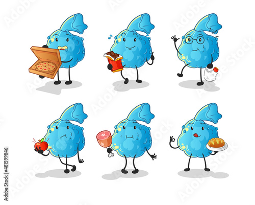 fever compress food set character. cartoon mascot vector