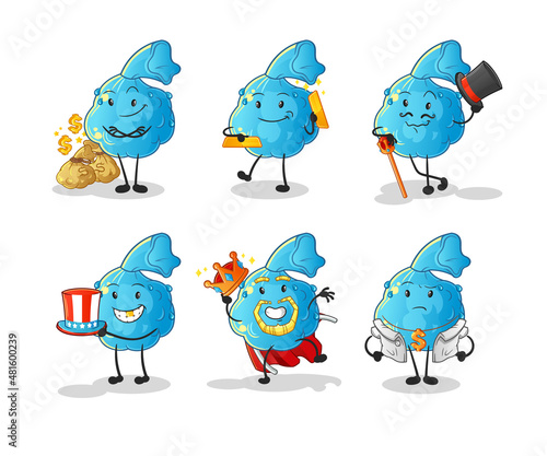 fever compress rich character. cartoon mascot vector