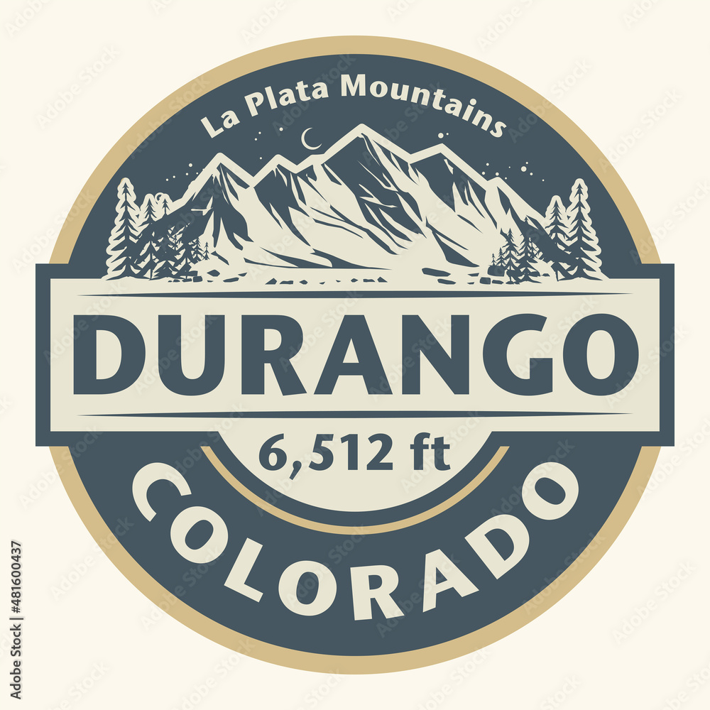 Wall Mural Emblem with the name of Durango, Colorado