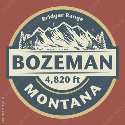 Emblem with the name of Bozeman, Montana photo