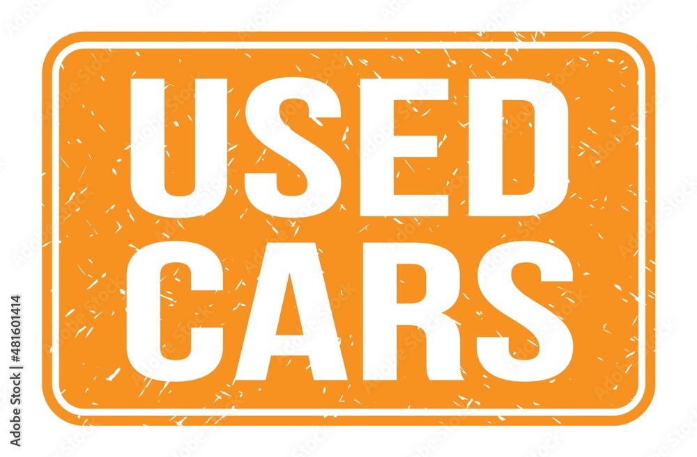 USED CARS, words on orange rectangle stamp sign USED CARS, words on orange rectangle stamp sign