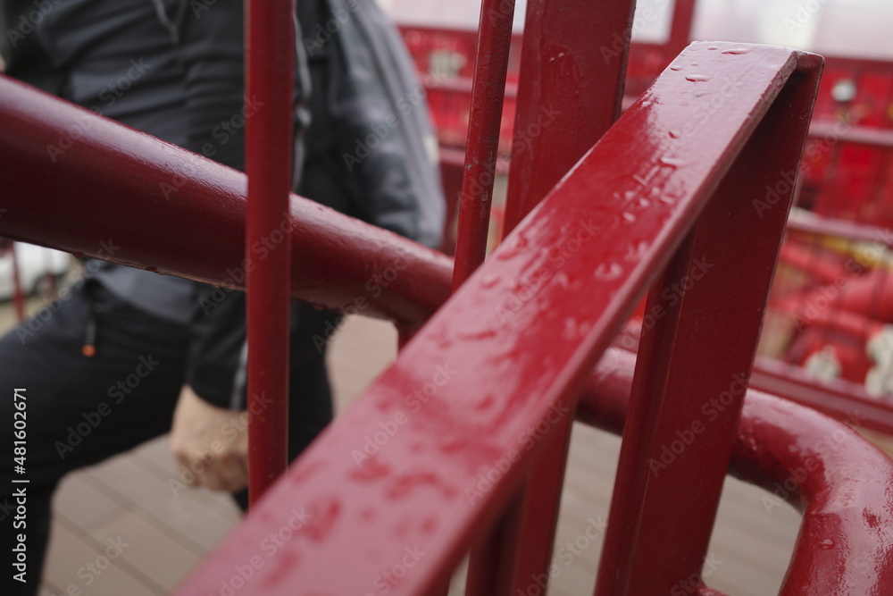 close up of a red bridge