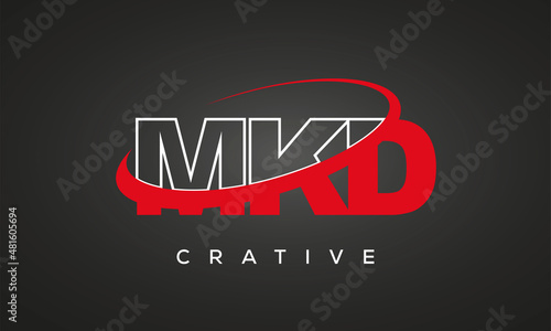 MKD creative letters logo with 360 symbol Logo design