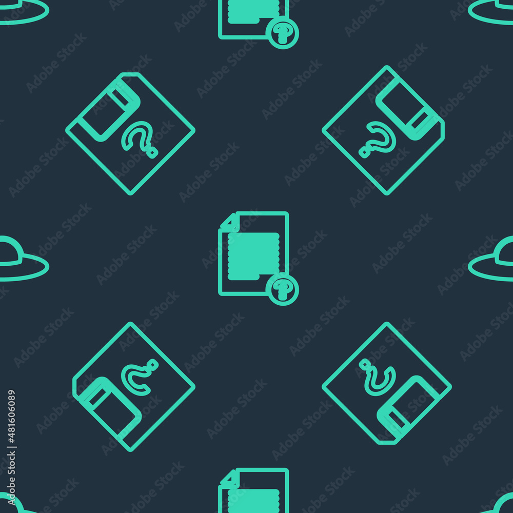 Set line Unknown document, and UFO flying spaceship on seamless pattern. Vector Set line Unknown document, and UFO flying spaceship on seamless pattern. Vector