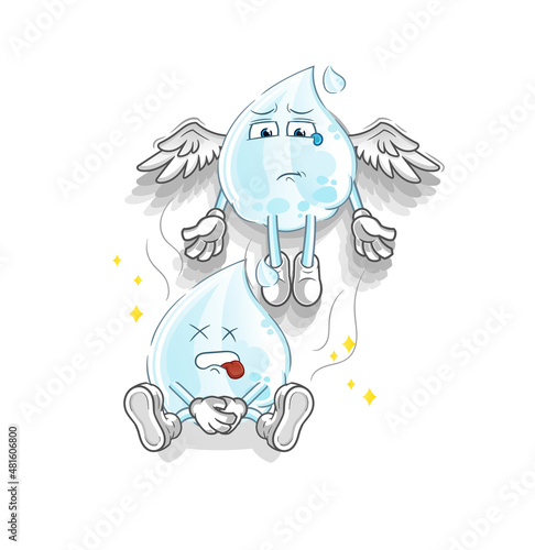 milk drop spirit leaves the body mascot. cartoon vector