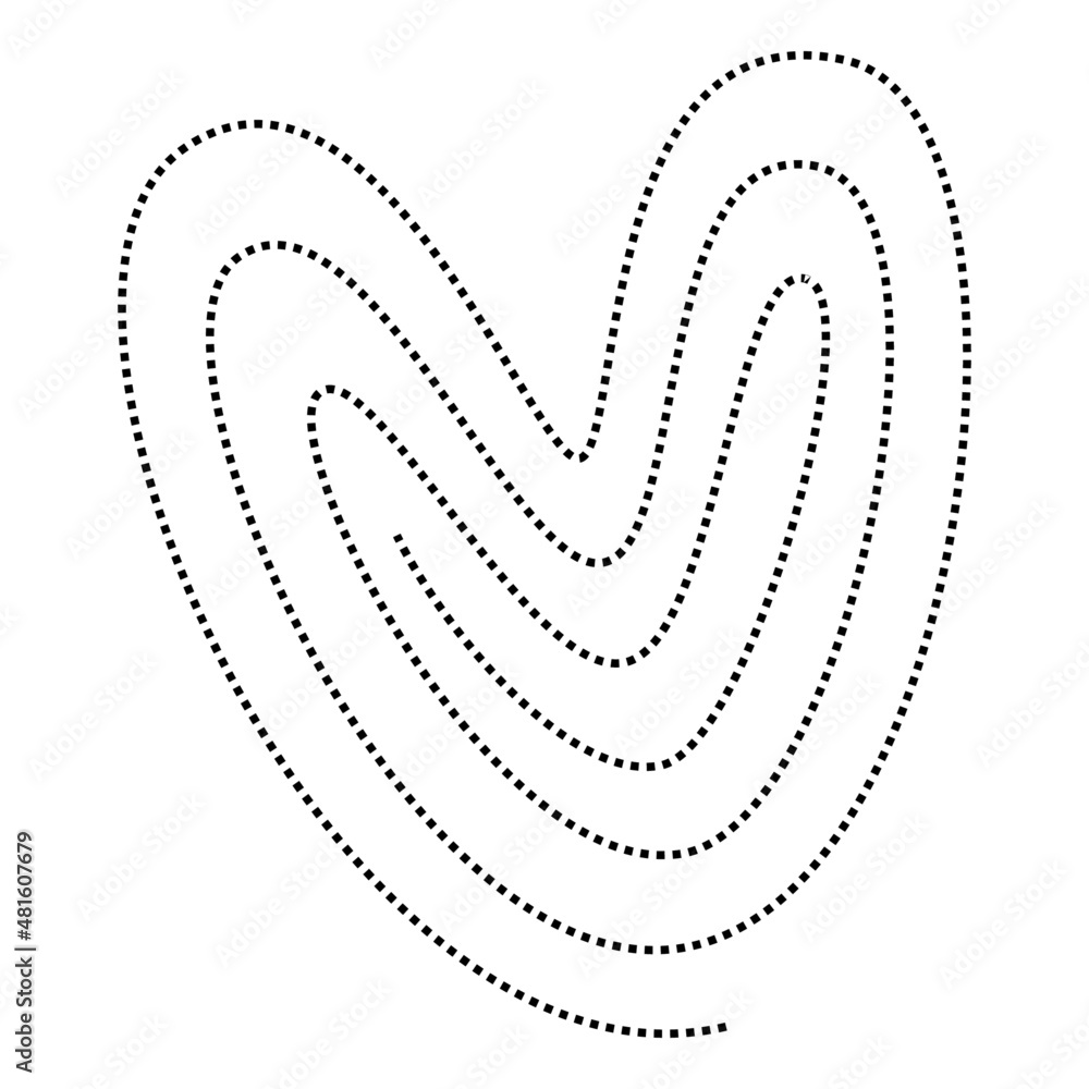 Simple dotted lines in a heart shape for Valentine’s Day on an isolated background Simple dotted lines in a heart shape for Valentine’s Day on an isolated background