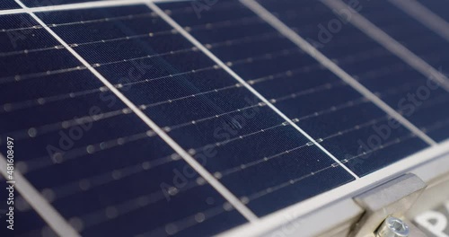 Raindrop flowing down of the solar panel