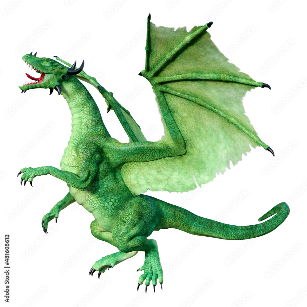 Fototapeta premium 3D Rendering Fairy Tale Dragon on White