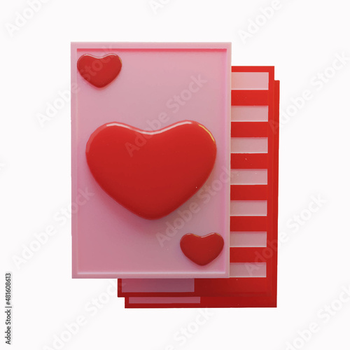 Heart shaped card in two colors, valentine's day icon.