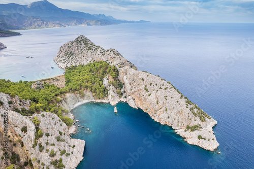 Schilderij op canvas Sazak Cove Aerial Photo at Adrasan/Antalya