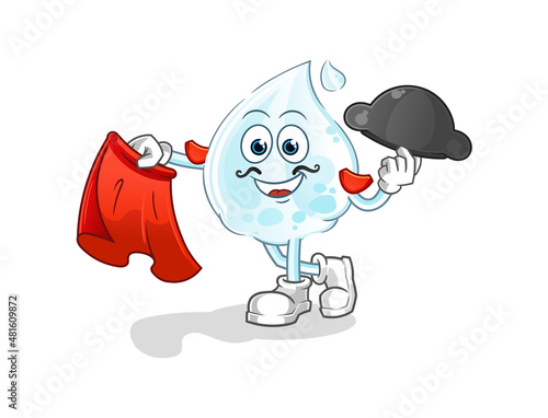 milk drop matador with red cloth illustration. character vector