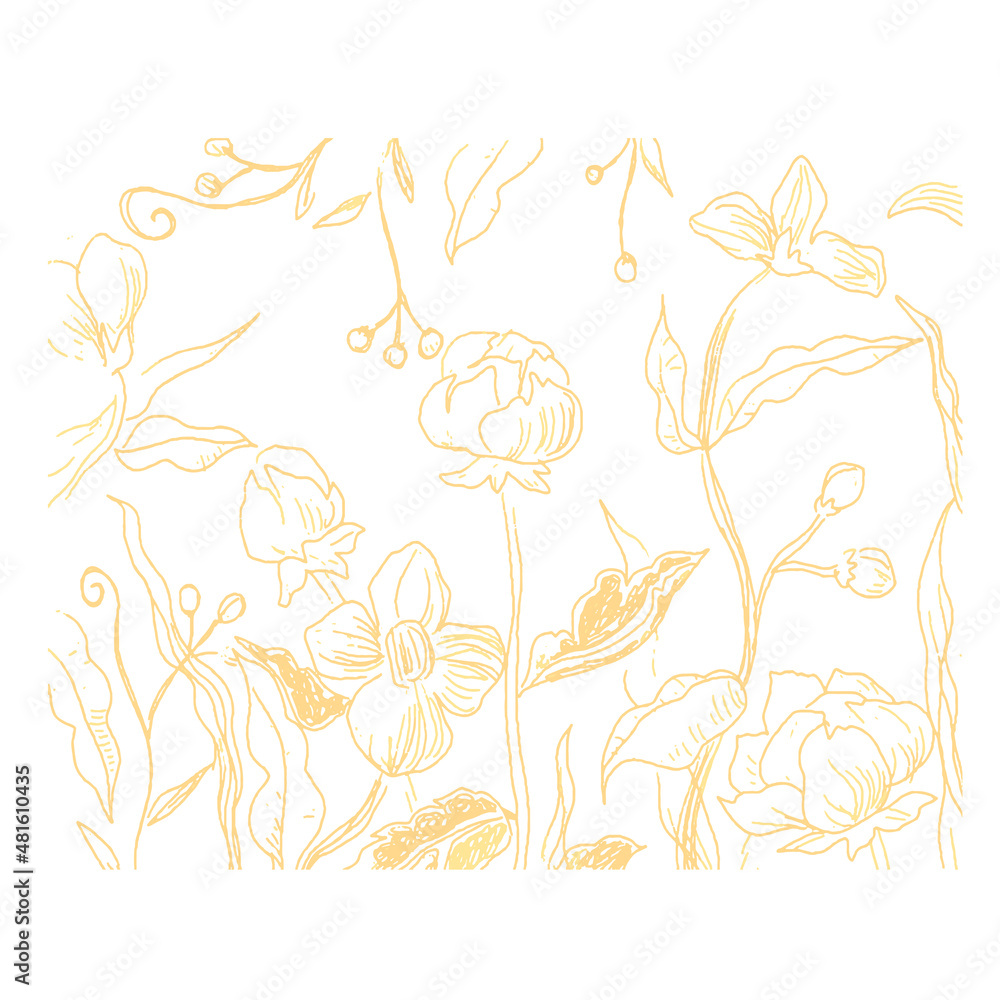 手描き花柄の背景ベクターイラスト
