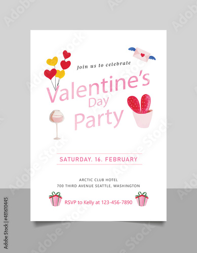 Valentine's Day Printable Invitation, Sweetheart First Birthday Invite, Heart Birthday Editable Invite © Graphic Stock