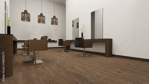 3D illustration of a modern hairdresser shop