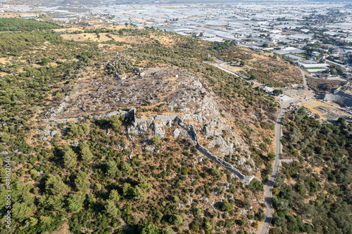 Xanthos Ancient City. Grave monument and the ruins of ancient city of Xanthos - Letoon (Xantos, Xhantos, Xanths) in Kas, Antalya/Turkey. Capital of Lycia.
 photo