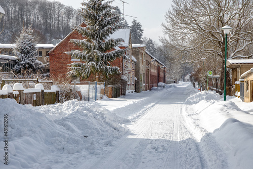 Güntersberge im Harz Schneebedeckte Straße