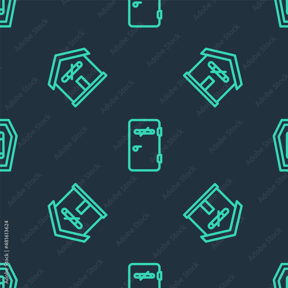 Set line No smoking area, at home and Death from on seamless pattern. Vector