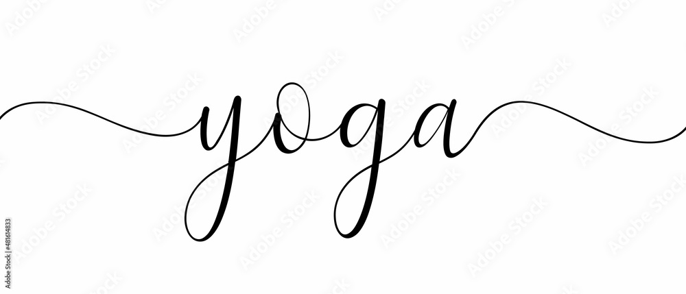 YOGA - Continuous one line calligraphy with Single word quotes. Minimalistic handwriting with white background.