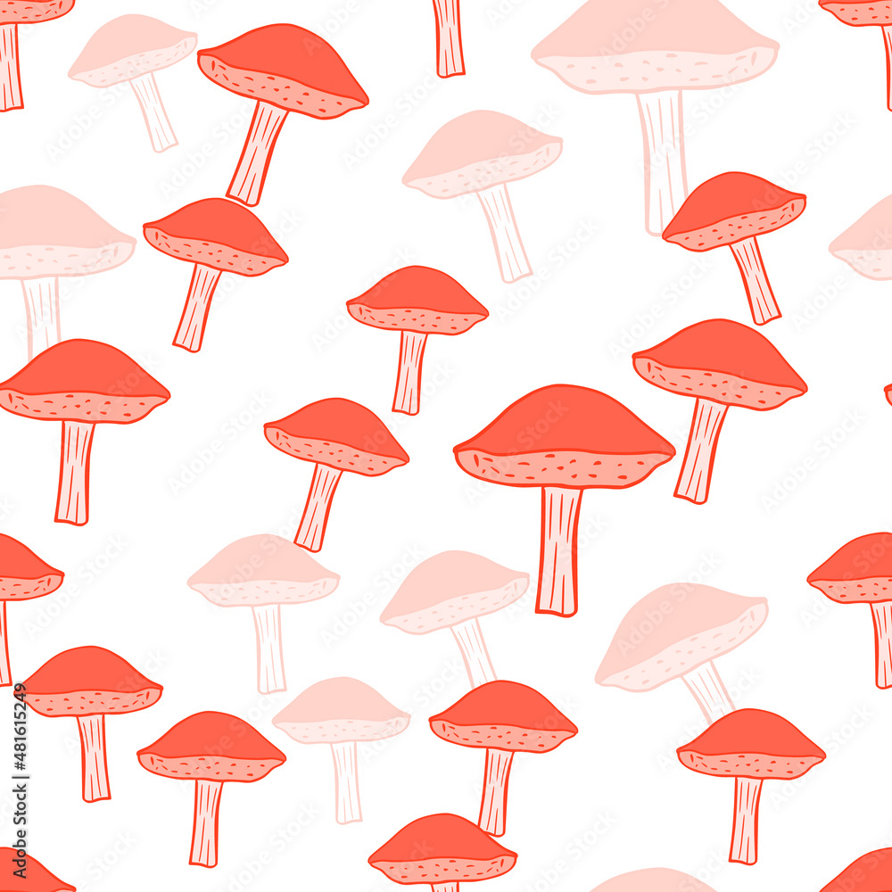 Mushrooms seamless pattern. Fungi background.