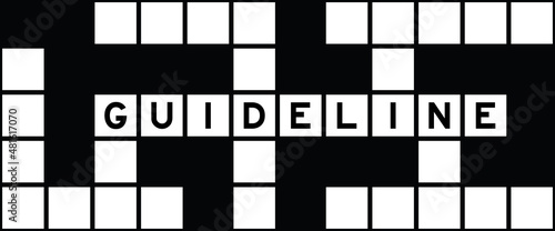 Alphabet letter in word guideline on crossword puzzle background